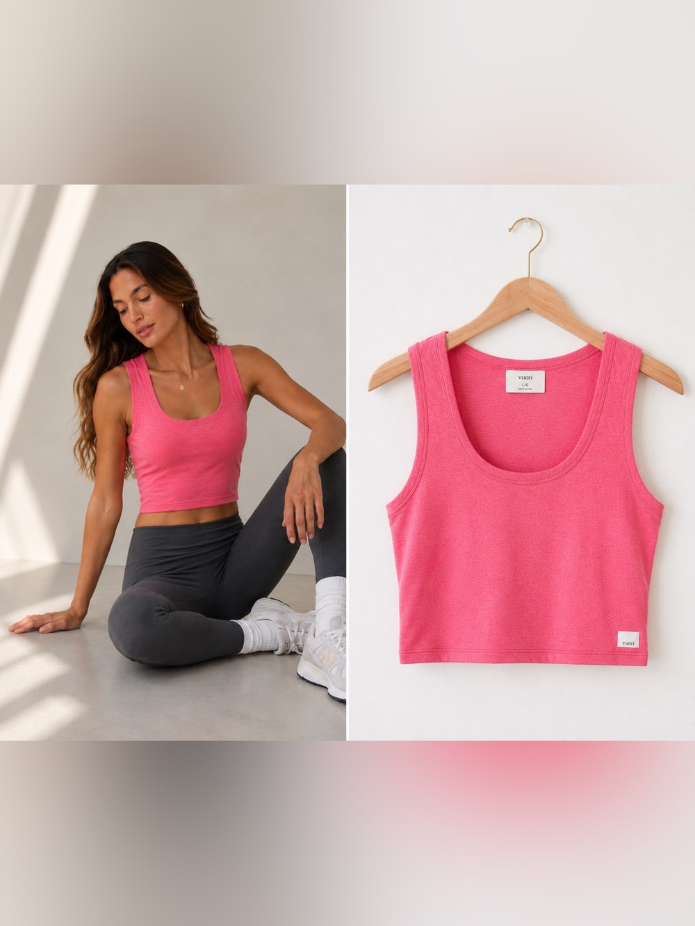 Vuori Halo Essential Scoop Tank – Sunset Pink Heather | NWT | XL
